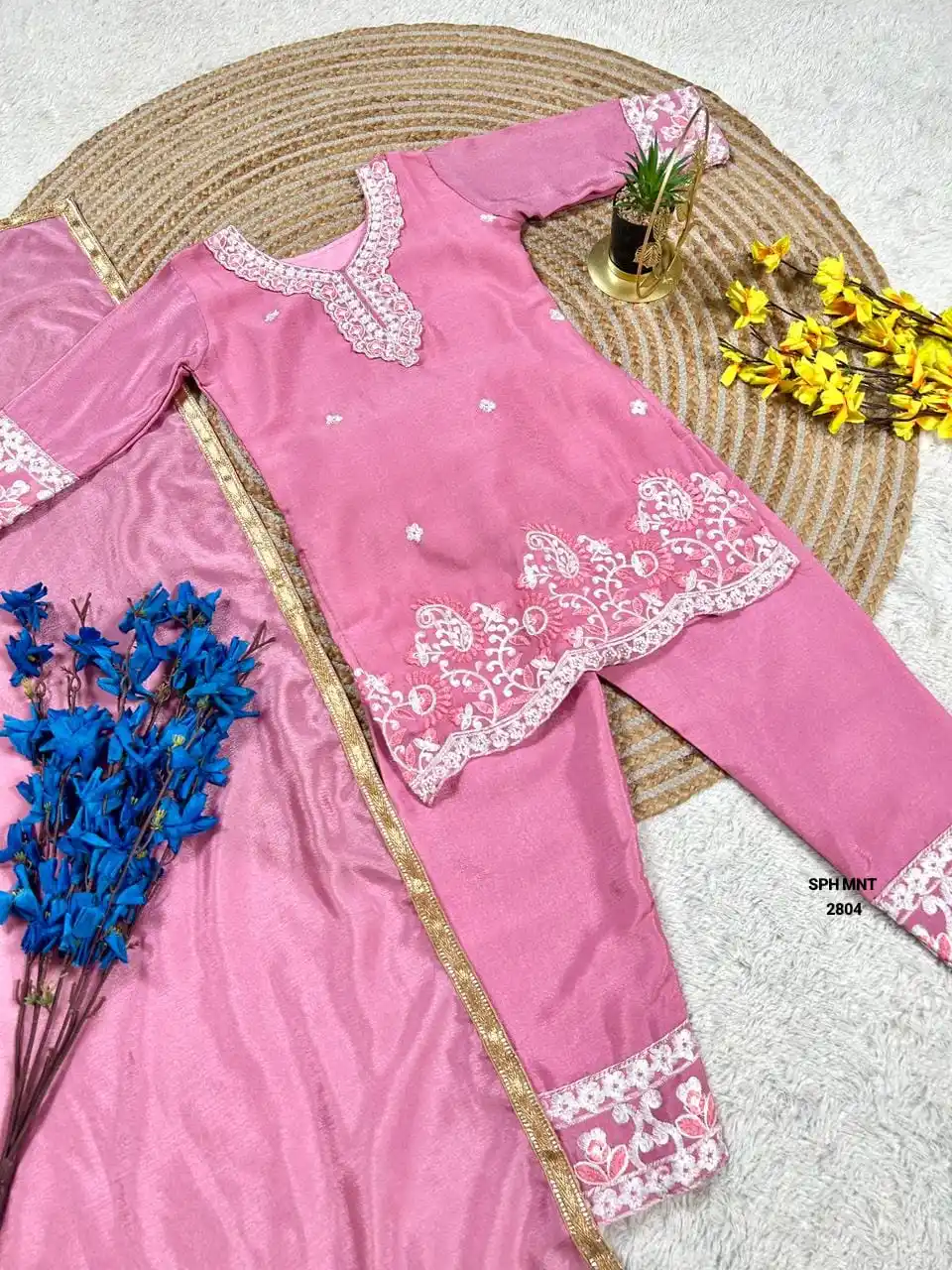 Traditional Embellished Palazzo Suit for Girls